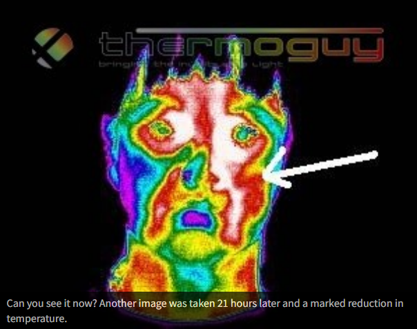 Can You See it Now? Another image was taken 21 hours later and marked reduction in temperature.
