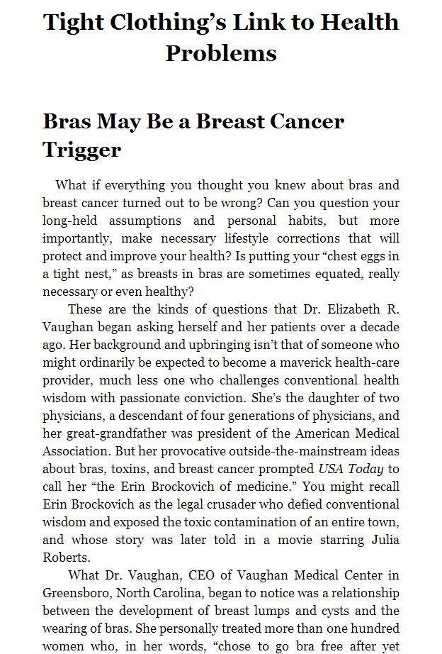Bras May Be a Breast Cancer Trigger