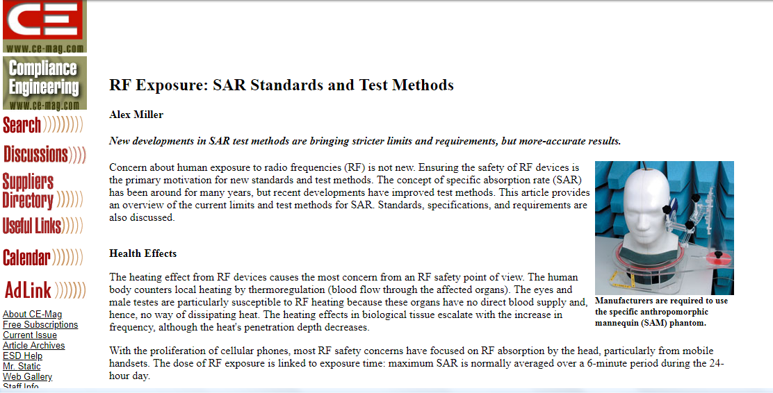 RF Exposure: SAR Standards and Test Methods